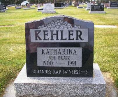 Katharina Blatz Kehler - Memorial Cemetery, Steinbach