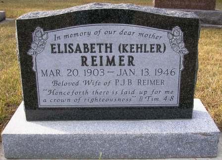 Elisabeth S. Kehler Reimer - Steinbach Memorial Cemetery