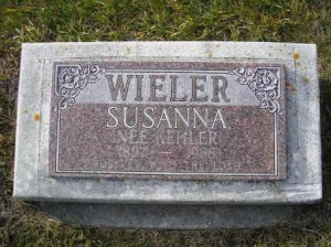 Susanna Kehler Wieler, Steinbach Memorial Cemetery