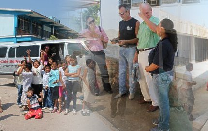 Fox with Art Fumerton and some of the children.