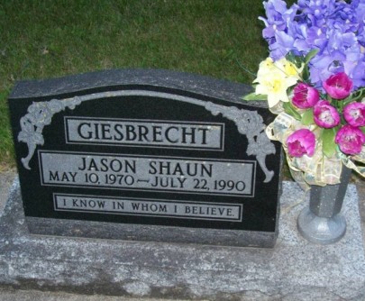 Jason Shaun Giesbrecht Grave Marker - Mitchell CMC Cemetery